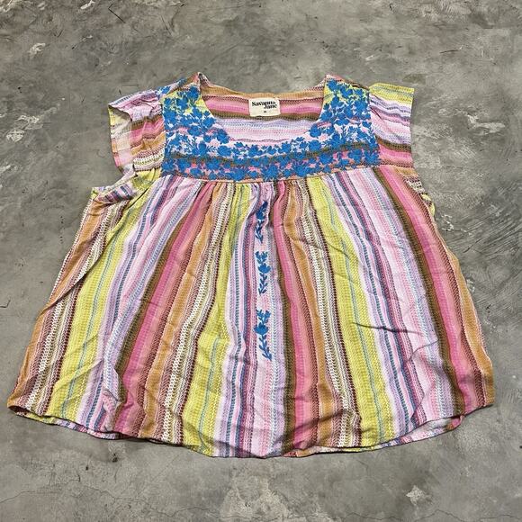 Savanna Jane Women's Multicolor Floral Embroidered Sleeveless Blouse Size 3X - Picture 1 of 7
